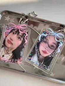 1 chiếc hộp đựng thẻ acrylic hình ngôi sao và nơ, có tính thẩm mỹ cao, hình hạt đậu tình yêu, nhỏ gọn, 3 inch, dùng để bảo vệ thẻ và giấy tờ. - Nhiều màu - Xem 3