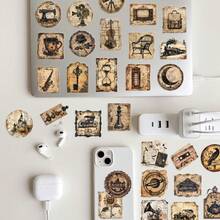 SCXXBSW 50 Pcs Creative Vintage Label PET Transparent Stickers, DIY Cartoon Stickers Suitable For Decorating Mobile Phones, Computers, Notebooks, Suitcases And Other Items. - Multicolor - View 7