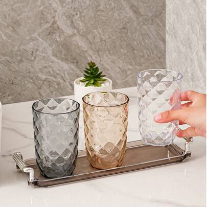 2个/4个装菱形图案透明牙刷架杯，家用饮水杯