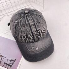 1PC Hat Women's Baseball Cap Spring Summer Washed Denim Hole Letter Baseball Cap Big Head Circumference Exposed Face Small Sunshade Soft Top Hat Men's - màu xanh nhạt - Xem 7