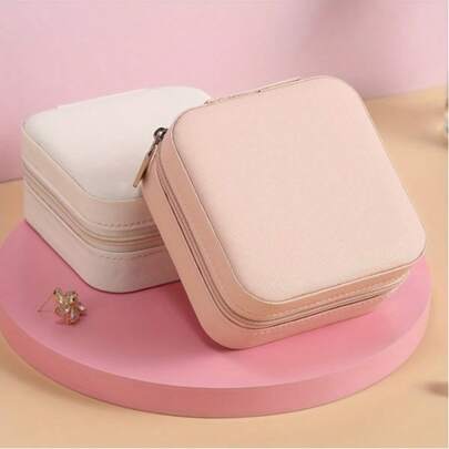 1pc Simple Portable Jewelry Box, Small Jewelry Box, Travel Portable Jewelry Box, Storage Box For Rings, Pendants, Earrings, Necklaces, Bracelets