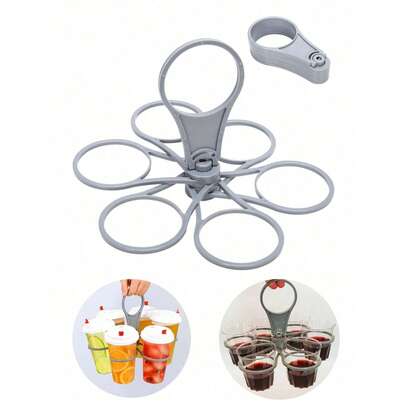 Khay đựng đồ uống gấp gọn 6 ngăn, khay xoay tiện dụng, khay đựng đồ uống bằng nhựa nhẹ và chắc chắn, lý tưởng cho các bữa tiệc, tiệc nướng, cắm trại, dã ngoại và các hoạt động ngoài trời, đựng được cà phê, rượu vang, cocktail, đồ dùng cần thiết khi cắm trại và dự tiệc, có tay cầm dễ cầm nắm, món quà tuyệt vời cho Halloween, Ngày Valentine, Giáng sinh, Lễ Tạ ơn, bao gồm 1 dụng cụ mở nắp chai.
