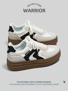 WARRIOR 1双女士厚底休闲运动鞋 - 米/灰/黑 - 查看 2