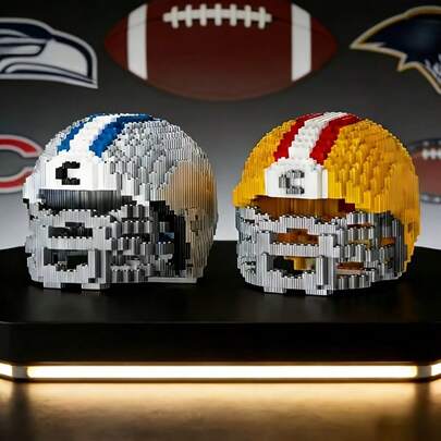 1100 piezas Juego de bloques de construcción de micropartículas | Modelo de casco de fútbol americano creativo | Opción ideal para pasatiempos, familia y juegos de equipo | Decoración para el hogar | Regalo para cumpleaños, Navidad, Halloween, Pascua.