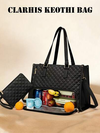 New Fashion Large Capacity Tote Bag Classic Multi-Color Insulation Bag Can Be Placed On Computer Mommy Bag Commuting Handbag Daily Fitness Lunch Bag Picnic Bag Waterproof Insulation Crossbody Bag