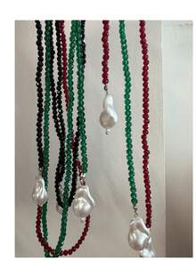 1 pieza Collar elegante y retro de estilo francés con diseño de nicho asimétrico con perlas y cristales, cadena larga versátil para la clavícula, adecuado para uso diario, fiestas, viajes y otras ocasiones - A - Ver 5
