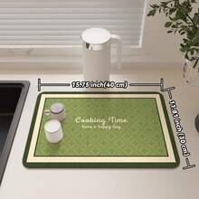 Thảm lót bát đĩa kiểu cổ điển cho nhà bếp, chống trượt, có khả năng thoát nước, khô nhanh, dùng cho máy pha cà phê, lót bàn ăn, có thể giặt được. - gừng - Xem 16