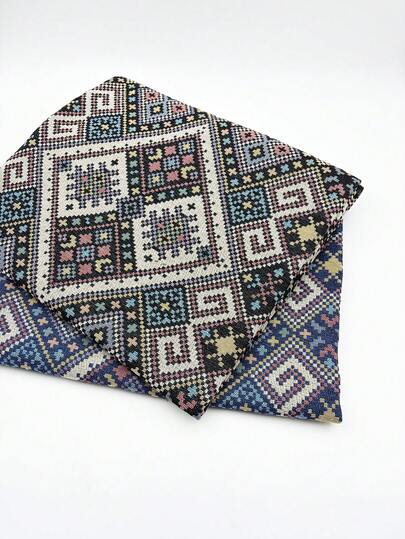 1 Pc Bohemian Style Jacquard Fabric, DIY Sewing Fabric, Pre Cut 19in X 58.2in, 36in X 58.2in, Thick Fabric With Rhombic Patterns,Suitable For Handmade Sofa Covers, Tablecloths, Pillows, Curtain,Clothing, Bags, Dresses, Skirts, Hat,Background Fabrics, Tapestry, Table Flag, Home Decoration,Etc