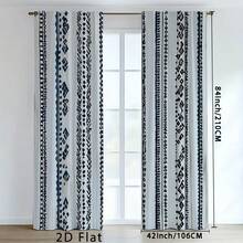 2PCS Bohemian Geometric Patterned Curtains, Patterned Curtains For Living Rooms And Bedrooms, With Glass Window Curtains, Living Room Curtains, 2D Plan - Multicolor - View 6