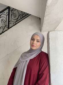 1pc Chiffon Muslim Headscarf, Solid Color Casual Scarf, Sunscreen Shawl, 140*140cm - Light Grey - View 2