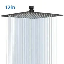 Đầu vòi sen vuông bằng thép không gỉ màu đen mờ, đầu vòi sen phun mưa áp lực cao. - Hình vuông - Xem 11