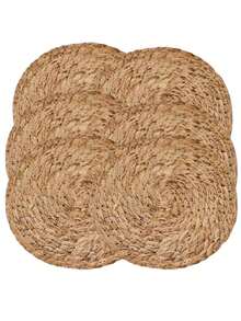 4/6pcs Natural Water Hyacinth Woven Placemats - Handmade Rattan Round Coasters, Rustic Style Wicker Insulation Mats For Dining Table, Home Decor, Wedding, Picnic, Holiday Celebration; Handcrafted - Brown - View 24