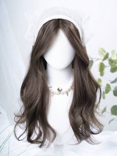alicegarden 22-Inch Long Synthetic Wig Featuring A Natural Curly Hair Look A Stunning Chocolate Brown. Middle Part Design. It Is Crafted From Heat-Resistant Fiber To Ensure Durability. This False Hairpiece Is Perfect For Daily Use, Offering A Natural And Realistic Appearance That Mimics. (Excluding Accessories)
