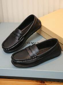 1 Pair New Kids Casual Loafers, Lightweight & Breathable Slip-On Shoes For Boys & Girls - Black - View 6