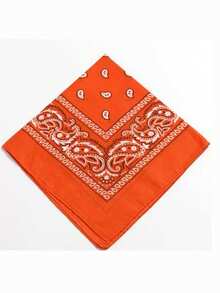 1 pieza Diadema multifuncional para ciclismo al aire libre de estilo europeo y americano, pañuelo con estampado de flor de anacardo para mujeres - Naranja - Ver 4