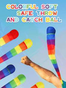3pcs/Set Random Color Toss & Catch Balls, Soft Rainbow Tail Foam Comet Balls, Multicolor Toss & Catch Balls With Rainbow Tail Foam Comet Balls, Suitable For Throwing, Catching, Hitting Sports Training, Suitable For Outdoor Backyard, Beach, Lawn And Other Occasions - Multicolor - View 3