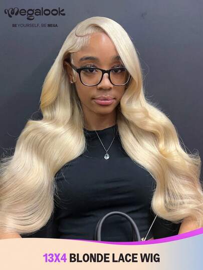 MEGALOOK 13x4 Honey Blonde Body Wave 100% Human Hair Lace Frontal Wig Transparent Invisible Lace Front Wig With Pre Plucked Natural Hairline 30inch Long Body Wave Blonde Color Wig 150%&180% Density All Day Comfort Natural Hairline Undetectable Wig Daily Use Office Ready Party Style Y2K Baddie Vacation Outfits Outdoor Sunday's Best Cosplay Campus School Holiday Christmas Part Back To School Wedding Halloween Vibes Festival Ready Date Night Glam Wig For Women