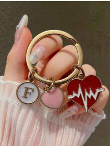 紅色心電圖+粉紅愛心