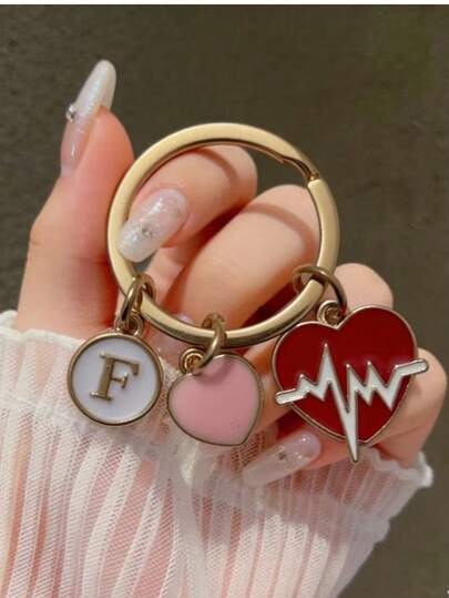 26 ชิ้น พวงกุญแจจี้รูปตัวอักษร, จังหวะการเต้นของหัวใจ, รูปหัวใจ, ของขวัญสำหรับพยาบาล, นักศึกษาแพทย์, บุคลากรทางการแพทย์, พวงกุญแจธีมเครื่องมือแพทย์