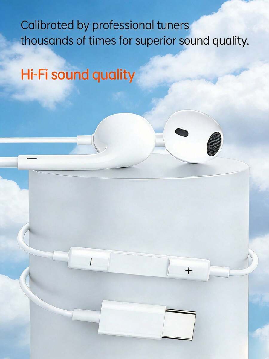 REMAX Trådbundna in-ear-hörlurar kompatibla med Apple iPhone 15/14/13/12/11 och Android-telefoner med typ C. HD-röstsamtal. - Visa 1