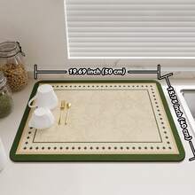 Thảm lót bát đĩa kiểu cổ điển cho nhà bếp, chống trượt, có khả năng thoát nước, khô nhanh, dùng cho máy pha cà phê, lót bàn ăn, có thể giặt được. - Màu Mù tạt vàng - Xem 15