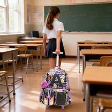 3pcs/Set Girls' Rolling Backpack Set, Including Handbag, Crossbody Bag And Pencil Case, Suitable For Elementary School Students - Children's Rolling Bags - View 12