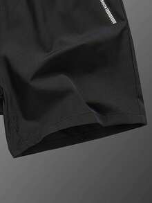 Driftmere 4pcs Men's Summer Casual Quick-Dry Drawstring Waist Shorts With Zipper Details, Cargo Shorts Father's Day – A Fathers Day Gift Guide - Black - View 8