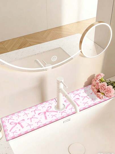 حصيرة مطبخ ماصة للرذاذ بتصاميم متنوعة: فيونكة وردية، نحلة جميلة، خزامى بنفسجي، حصيرة تصريف منضدة الحوض الماصة، حاجز رذاذ ديكوري للحوض المنزلي، متوفرة بأنماط متعددة