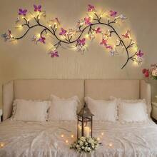 1pc LED Enchanted Butterfly Branch Faux Vine With Lights, LED Strip Light Lamp Vine For Home Fireplace Wall Table Wedding Anniversary Proposal Parties Mother's Day Easter Spring Summer Four Seasons Decor - trắng ấm - Xem 4
