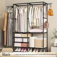 1pc Reinforced Metal Clothes Hanger Rack + Thickened Hook Combo, Independent Structure Saves Space, Smooth Coating Anti-Scratch & Wear-Resistant, Quick Assembly No Complex Tools, Black Fashionable Appearance Matches Various Decor, Stores Clothes, Shoes, Accessories All-In-One, Applicable To 92 Scenarios, 68 Household Recommended, Strong Load-Bearing Stable No Shaking, Keeps Space Neat And Organized - Multicolor - View 15