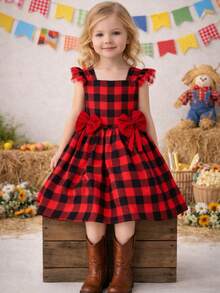 Children's Dress For June Party, Plaid, Off-The-Shoulder, , Adjustable Lastex, Round Ruffle Skirt, Charming Look, Modern, Country Themed Clothing, Loose Look, Comfortable, Lightweight Fabric, Flexible Modeling, Perfect Fit, Ideal, Quadrilha, School, Events, Monthiversary, Photo Shoot, Typical São João Party, Cheerful Look, Current Style, Fashionable Girl, Well-Finished Clothing, High Quality, Soft Touch, Free Movement, Guaranteed Comfort, Timeless Piece, Classic Style, Commemorative Clothing, Charming Girl's Clothing, Traditional Print, Cultural Clothing, Sophisticated Children's Clothing, Delicate Look, Versatile Clothing, June Party Clothing, Elegant Girl, Made With Careful Details, Colorful Look, Inspired By June Traditions, Clothing That Values Comfort, Freedom Of Movement, Impeccable Appearance, Ideal Gift, Charming Girls - 紅色和黑色 - 查看 3