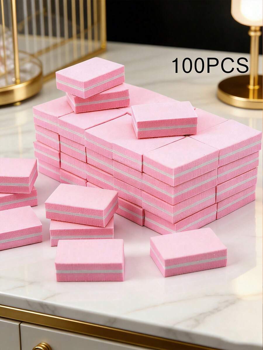 50/100pcs Double-Sided Mini Nail Buffer Blocks, Suitable For Manicure And Natural Nails - One Size - View 1
