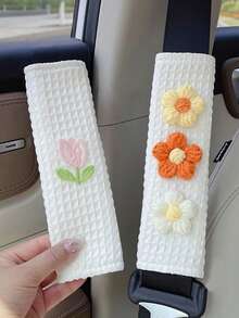 1/2 chiếc bọc dây an toàn ô tô hình hoa tulip dễ thương, miếng đệm vai dây an toàn xe hơi trang nhã theo mùa. - A - Xem 3