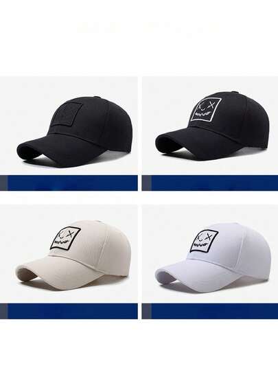 1顶夏季新款棒球帽，遮阳帽，时尚鬼脸老爹帽男女通用，时尚多功能户外旅行帽，登山刺绣字母老爹帽，学生休闲日常夏季透气徒步遮阳帽，沙滩情侣遮阳帽，老爹帽，休闲卡车帽