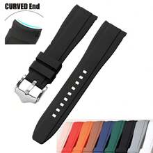 20mm Curved End Silicone Watch Band, High Quality Rubber Strap Omega Moonswatch, Smartwatches, Waterproof Wristband For Sports Watches - 20mm - View 2