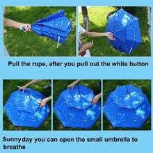 Wearable Umbrella Hat For Adults, Handsfree Rain/Sun Folding Head Umbrella For Daily Life And Outdoor Activities - Blue - View 7