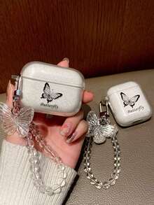 1 con bướm lấp lánh trong suốt + dây đeo hình bướm, tương thích với ốp tai nghe không dây Bluetooth Apple Pro 2/Pro thế hệ 1/2/3, ốp mềm sáng tạo cho thế hệ thứ 4. - Nhiều màu - View 2
