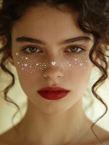 6pcs/Set,Tattoo Tattoos,Semi Permanent Tattoo,Facial Decoration, Face Stickers, Freckle Stickers, Facial Tattoo Stickers, Stage Parties, Holiday Parties, Sparkling Facial Makeup,Tattoo Fake,Festival,Rave,Concert Look,Face Gems - Multicolor - View 3