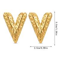 Hoa tai hình chữ V bằng vàng, kiểu dáng Bohemian với họa tiết dập nổi. Mẫu hoa tai đơn giản này phù hợp cho nữ, thích hợp để đeo hàng ngày, dự tiệc và đám cưới. - Nhiều màu - Xem 8