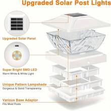 Post Cap Lights Suitable For 4x4 4.5x4.5 5x5 Posts - Outdoor Solar Deck Lights With -Controlled Solar Lights, Plastic Fence & Deck For Garden,, Balcony, Rooftop (No) - Trắng - Xem 4