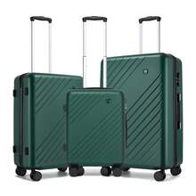 Suitcase Luggage Set 20 Inch Cabin Carry On 24 Inch Medium Check In 28 Inch Large Check In ABS + PC Hard Shell With 360 Silent Spinner Wheels Number Lock For Holiday Business Family Travel Green - Green - View 11
