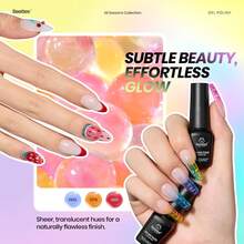 Beetles 36 Colors Gel Nail Polish Set, Pastel Jelly Pink Purple White Green Glitter Gel Kit With Base & Top Coat, Nail Tools, Soak Off UV Nail Art, Salon DIY Manicure Gift For Women - 53 Pcs 48 Colors Vivid Moments - 查看 5