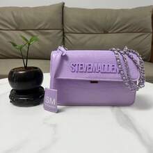 Letter Design Mini Square Bag, Comfortable All-Match Chain Shoulder Bag - White - View 7