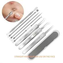 7pcs Acne Needle Kit Portable With Storage Box, Fashionable Professional High Precision Stainless Steel Acne Needle Set, Recommended By Beauty Salon Professionals, Suitable For Oily/Dry/Sensitive Skin, Dual-Head Acne Needle With Fine Needle + Pressure Ring, Single Round/Multiple Round Ring Needle/Spoon-Shaped Needle/Knife-Shaped Needle Design, Scar-Free Portable Acne Picking Needle For Home Use, Suitable For Beginners, Blackheads, Whiteheads, Acne, Holiday Gift - 3pcs - 查看 3