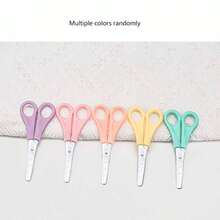 1pc Ruler Marked Student Scissors, DIY Craft Scissors, Office Paper Cutting Scissors, Random Color - Single Piece - View 3