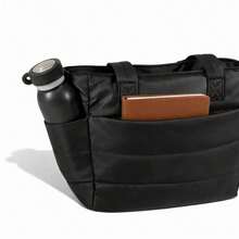 Large Women's Padded Puffer Bag, Quilted, Lightweight, Casual, Everyday Shoulder Bag - Black - View 4