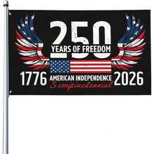 1pc 250Th Anniversary Of American Independence Banner | / Large Outdoor Flag With Flag Colors And 1776-2026 Dates, Ideal For Independence Day, Parades, Historical Events (Flagpole Not Included) - F - 查看 1
