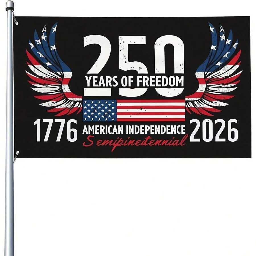 1pc 250Th Anniversary Of American Independence Banner | / Large Outdoor Flag With Flag Colors And 1776-2026 Dates, Ideal For Independence Day, Parades, Historical Events (Flagpole Not Included) - F - 查看 1