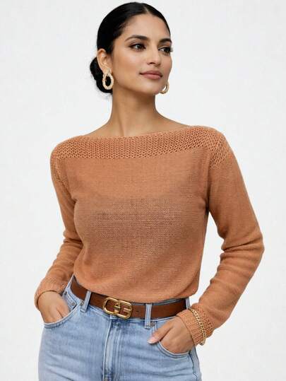 Blusa De Trico Feminina Manga Longa Rose Elegante Leve e Quentinha Chic Confortavel Tendencia Casual Moda Outono Inverno 2026