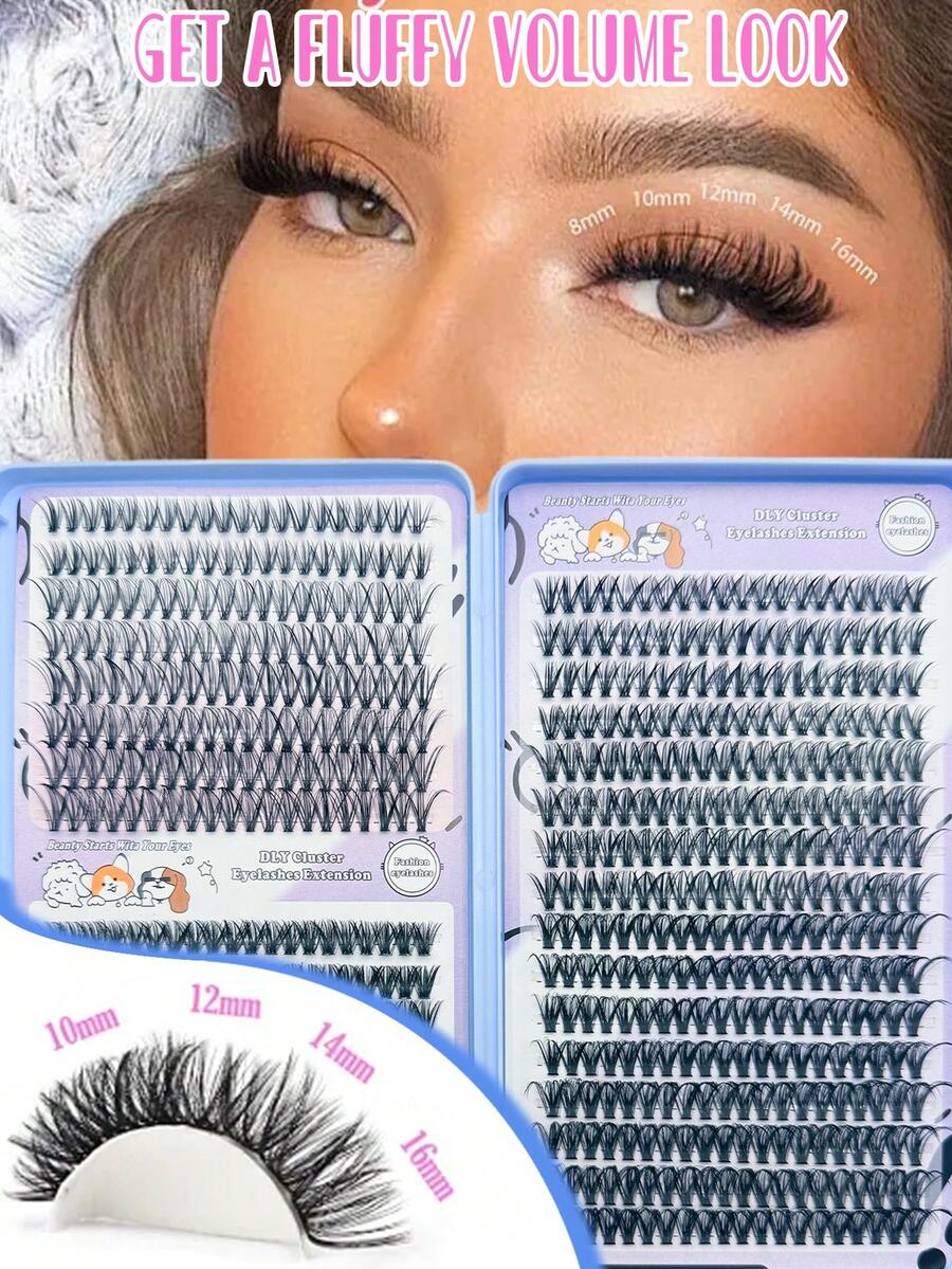 640 Clusters Of False Eyelashes, D-Curl, Ultra-Soft, Naturally Fine, 30D+40D+50D Thick And Voluminous Lash Mix Set, Suitable For Women's Eye Makeup And Overall Look.